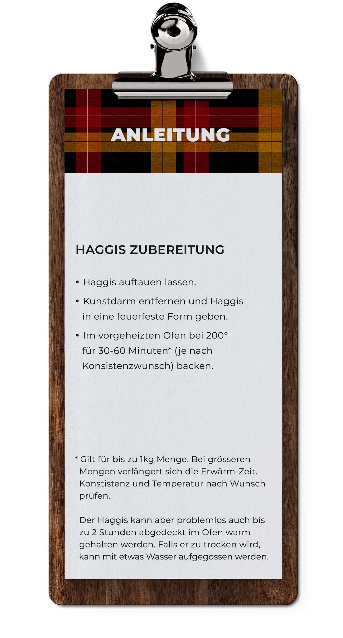 Zubereitungsanleitung für Haggis